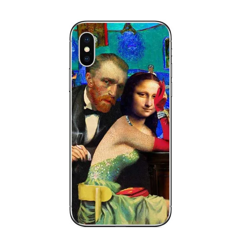 Mona Lisa забавные имитирующие художественные чехлы для iPhone X XR XS MAX Van gogh Starry Phone Чехол