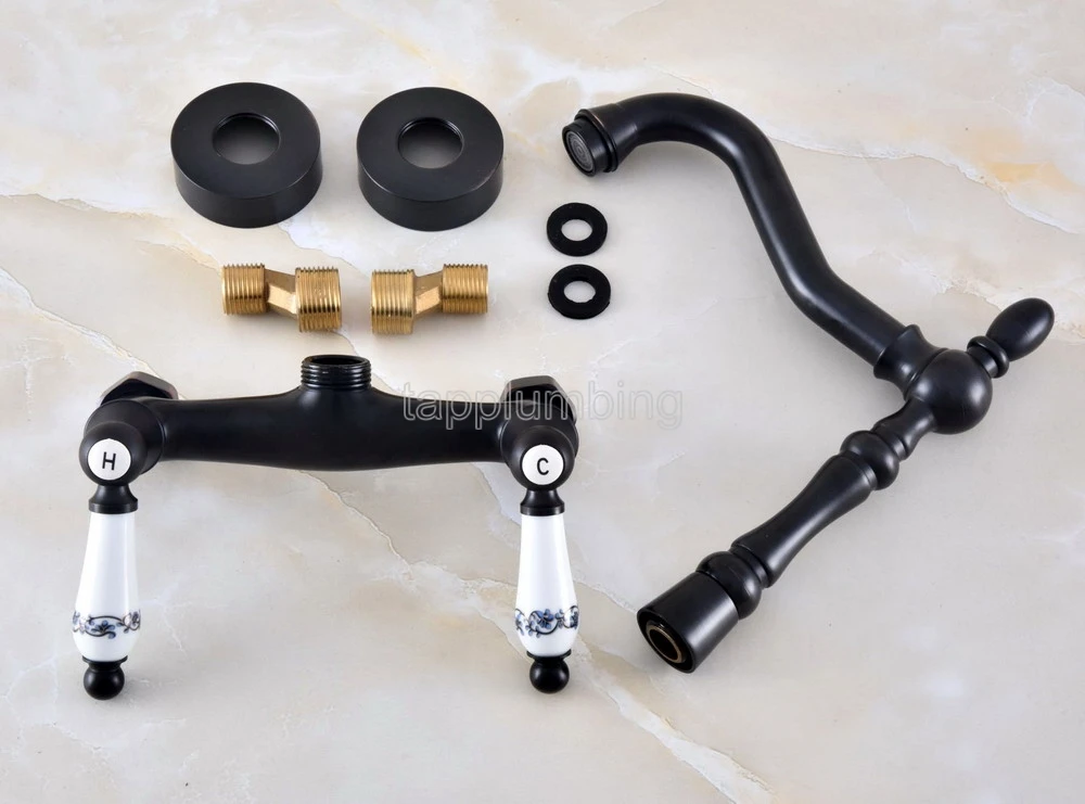 Swivel Black Oil Rubbed Brass Wall Mounted Bath/Kitchen Basin Sink Mixer Fauset tnf826 | Обустройство дома