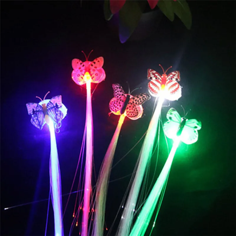 Яркие светящиеся заколки для волос со светодиодный Ной бабочкой яркие