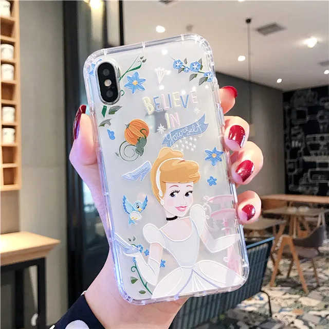 Disneys Белоснежка Золушка Рапунцель Принцесса чехол для телефона для iPhone 6 6s 7 8 Plus X XR XS Max воздушная подушка мягкая ТПУ задняя крышка