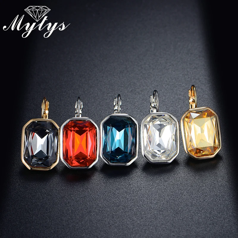 Женские серьги Mytys Разноцветные серьги-капельки с кристаллами высокого уровня
