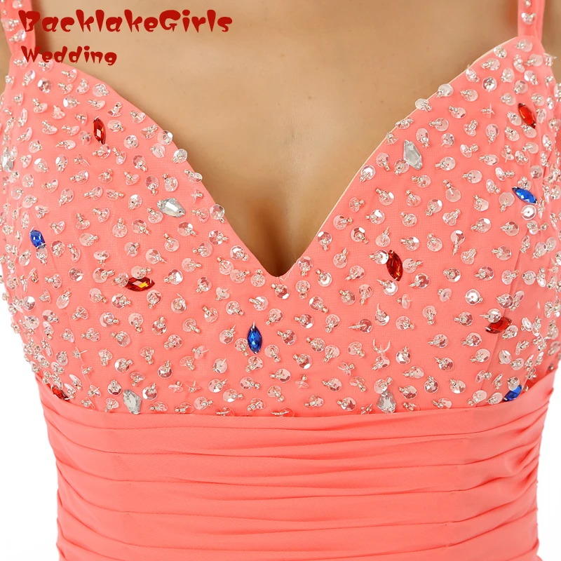 Новое Прибытие Длиной до пола 2017 Милая Элегантный Шифон Кристалл Бисером на