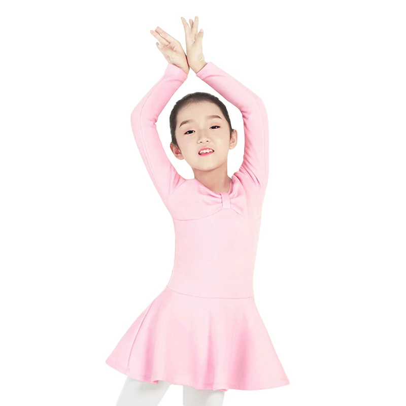 New Children Dance Clothing Plus Velvet Thickening Ballet Skirt Girls Practice Clothes Long-sleeve Dress | Тематическая одежда и
