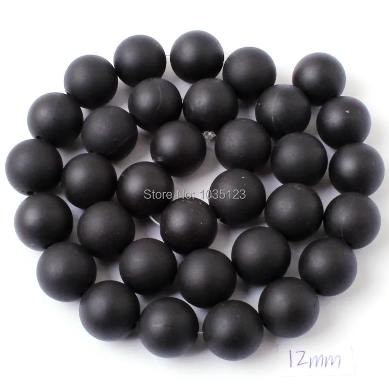 High Quality Round Natural Agates Frosted Black Bracelet Necklace Jewelry Gems Beads 38cm 4 6 8 10 12 14 16 18 20mm wj55 | Украшения и