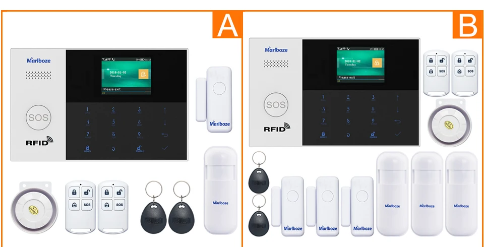 Marlboze Wi-Fi GSM GPRS Сигнализация приложение дистанционное управление RFID карта Arm снятие с цветным экраном кнопка SOS языки переключаемые