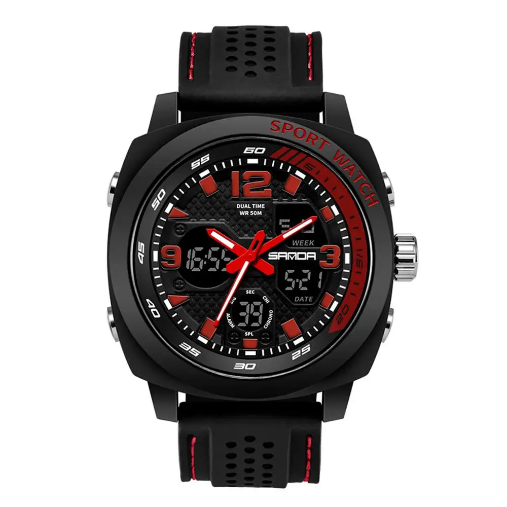 Red Мужские модные часы, роскошный бренд, reloj, новые часы, Hour relogio, Saat, часы, мужские часы, женские, montre homme, relogio, цифровые# F - Цвет: Red