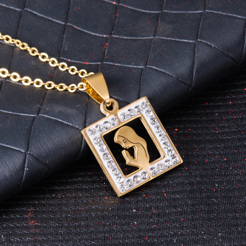 Религиозный христианский амулет WANDO из нержавеющей стали бриллиантовая Дева