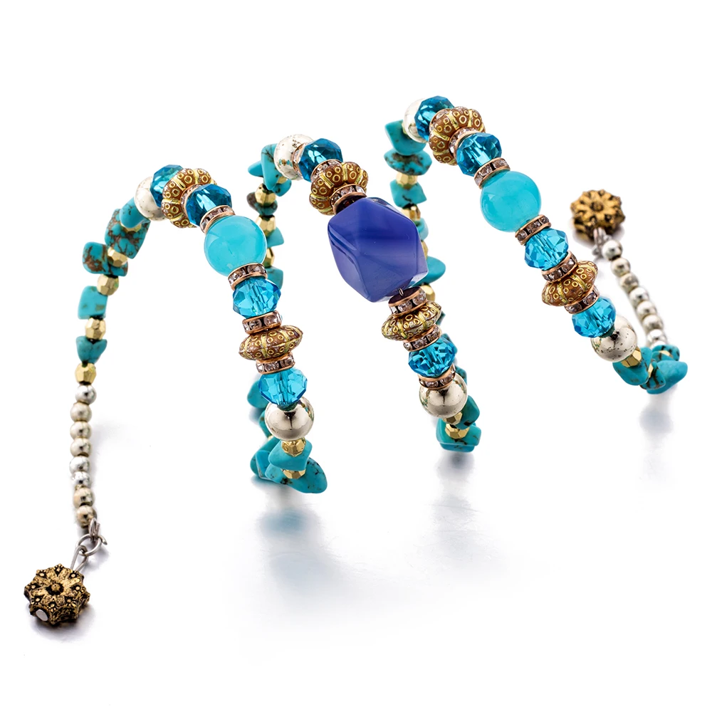 FAMSHIN многослойные в стиле бохо гравия Бусины Красочные Браслеты для Для женщин