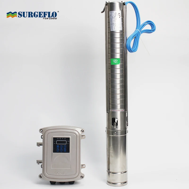 brushless motor high pressure solar water pump DC72V submersible 5T 67m power fsolar pond |