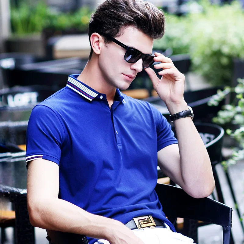 Топ бренд модная мужская рубашка поло мужские однотонные топы деловые