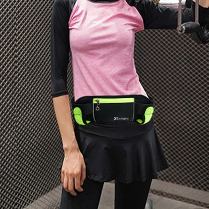 

THINKTHENDO Belt Bag Waist Pack Pouch With 2 Water Bottle Holder New