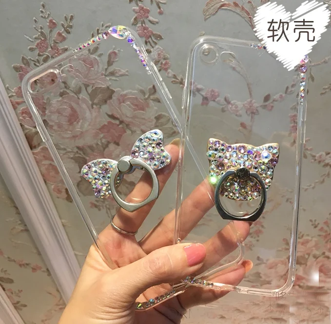 For MeiZu 16S Pro 15 16 Plus M3 Max M5 M6 M3S M5S M5C M6S Note 8 U10 U20 MX6 6 7 Bow Rhinestone Bear Ring Holder Case |