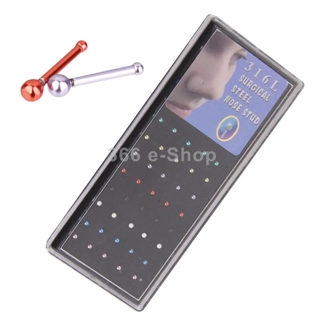 60 шт. Mutilcolor нержавеющей стали кольцо в носу кости стад пирсинг ювелирных изделий |