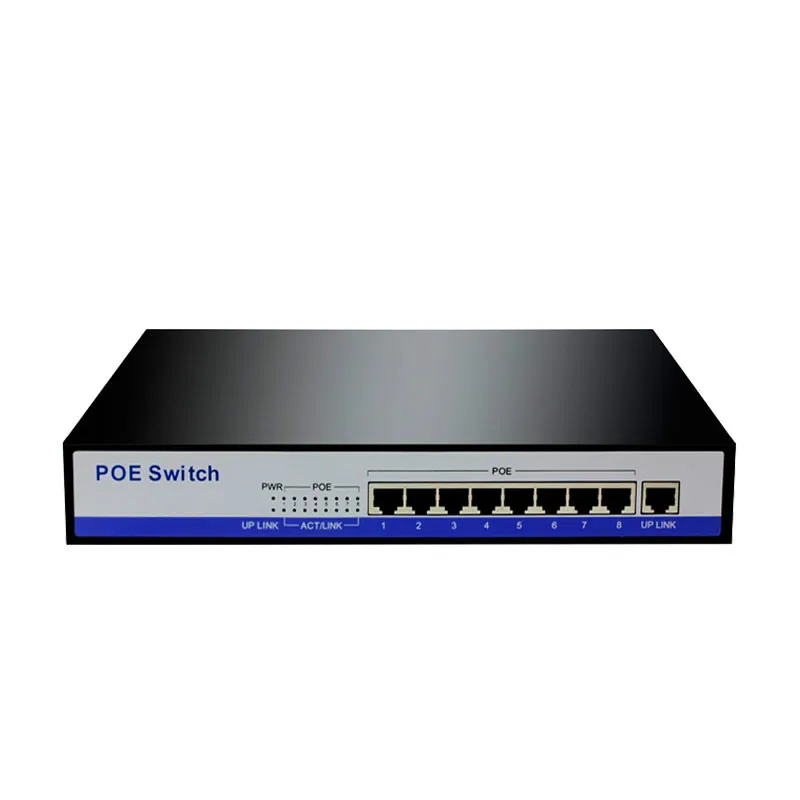 VV2 Gigabit poe switch 8 port 10/100/1000mbps rj45 lan hub ethernet switch 50V3A IEEE802.3af active poe for 8pcs 1080P HD poe