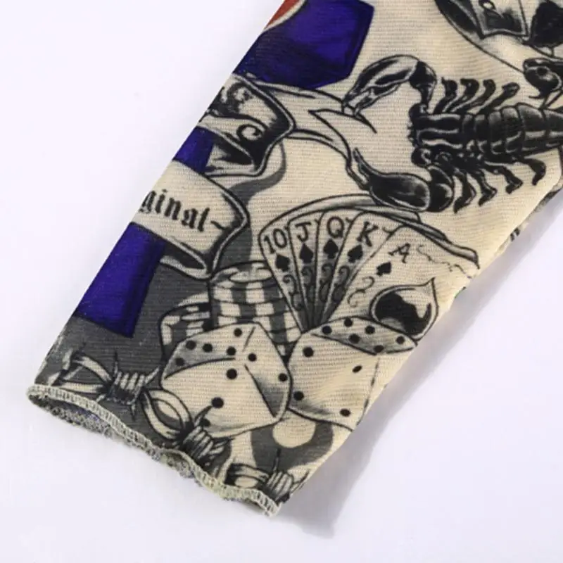 Защита от солнца Для мужчин татуировки на руку ногу езда велосипеде Хэллоуин