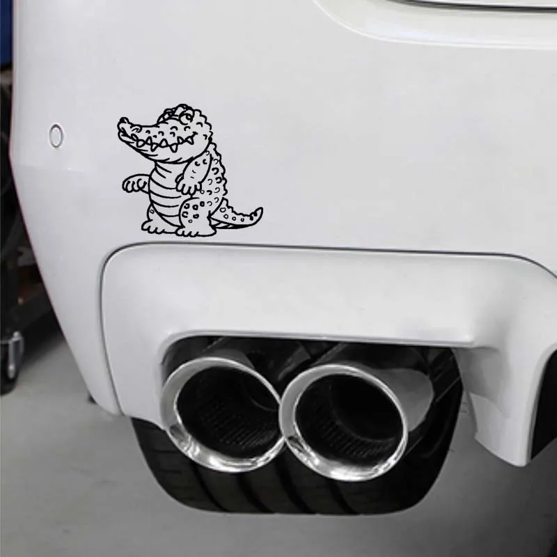 

YJZT 14.8CM*13.5CM Cute Crocodile Animal Funny Caricature Lovely Vinyl Decal Art Car Sticker Black/Silver C19-1162