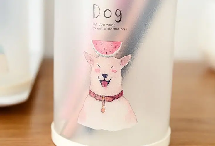 1 Pcs Kawaii Round Animal Cat Dog Number Starry Sky Office Desk PP Pen Holders Pencil Container Storage Organizer Stationery