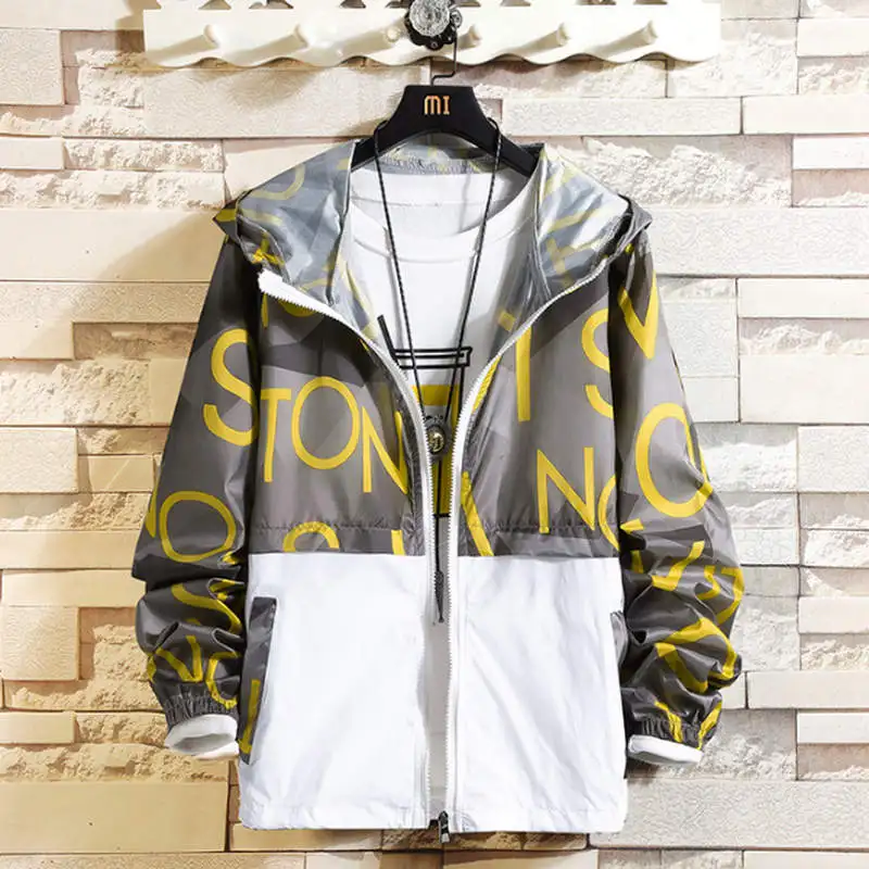 085 yellow Весенне-осенняя тонкая куртка ветровка Большие размеры, S-3XL jaqueta masculina Slim Fit для молодых мужчин с капюшоном куртка-бомбер для мужчин - Цвет: 085 yellow