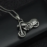 mans vintage gothic ghost rider pendants stainless steel motorcycle motor bike pendant necklace