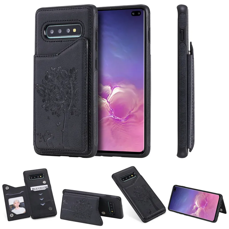Черный Кожаный чехол для телефона для samsung Galaxy S10 5G чехол-бумажник держатель для карт чехол для samsung S10E S10 S9 S8 Plus Note 9 A50 флип-Обложка - Цвет: Черный