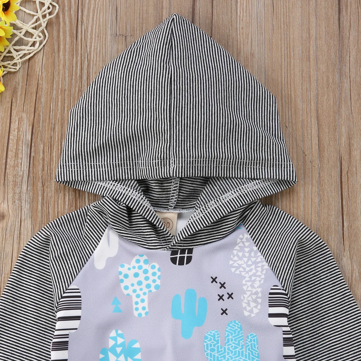 2018 Brand New Spring Autumn Toddler Baby Girls Boys Clothes Sets Long Sleeve Cactus Print Hooded Sweatshirts Tops+Pants 0-3Y | Детская