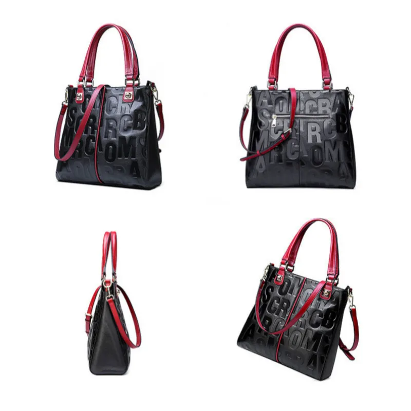 Genuine Leather Women Bags Letter Printed Female Cowhide HandBags High Quality Shoulder Bag Casual Ladies tote Sac femme | Багаж и сумки