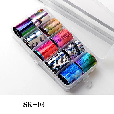 SK-03 10 шт./компл. ногтей Фольга лазерный дизайн Стикеры нейл-арта Стикеры в штучной упаковке 15 видов стилей звездного неба наклейка 100*2,4 см Маникюр украшения DIY NSK - Цвет: SK-03
