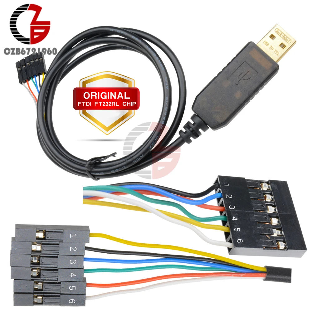 Оригинальный 1 м 6 контактов 5 в FTDI FT232RL FT232 USB к TTL RS232 последовательный загружаемый