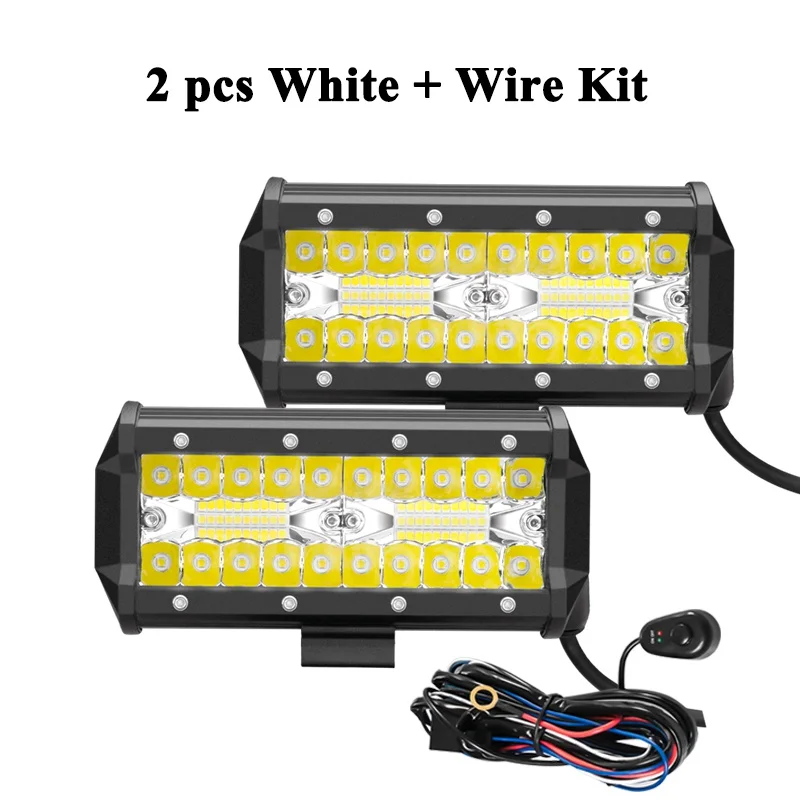 2pcs white wire kit VISORAK " 120 Вт внедорожный светодиодный рабочий светильник, янтарный светодиодный противотуманный светильник для внедорожника 4x4 4WD, внедорожника, вездехода, трактора, грузовика, светодиодный светильник для вождения - Цвет: 2pcs white wire kit