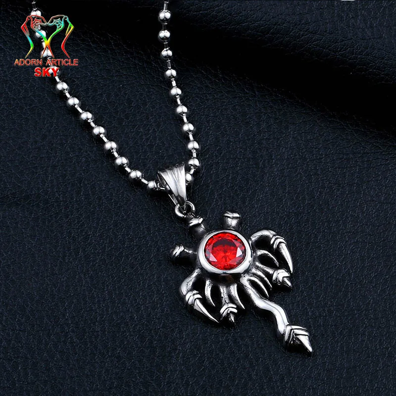Titanium Steel Charms Spider Animal Mosaic Crystal Necklace Pendant Men's Cross Jewelry Ornaments Vintage Totem Valentine's Gift |