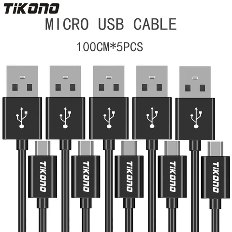 Кабель Micro USB Tikono, 5 шт./партия, 1 м, usb-кабель для синхронизации данных и зарядного устройства для телефонов Samsung Xiaomi HTC Android, usb-кабель для быстрой зарядки