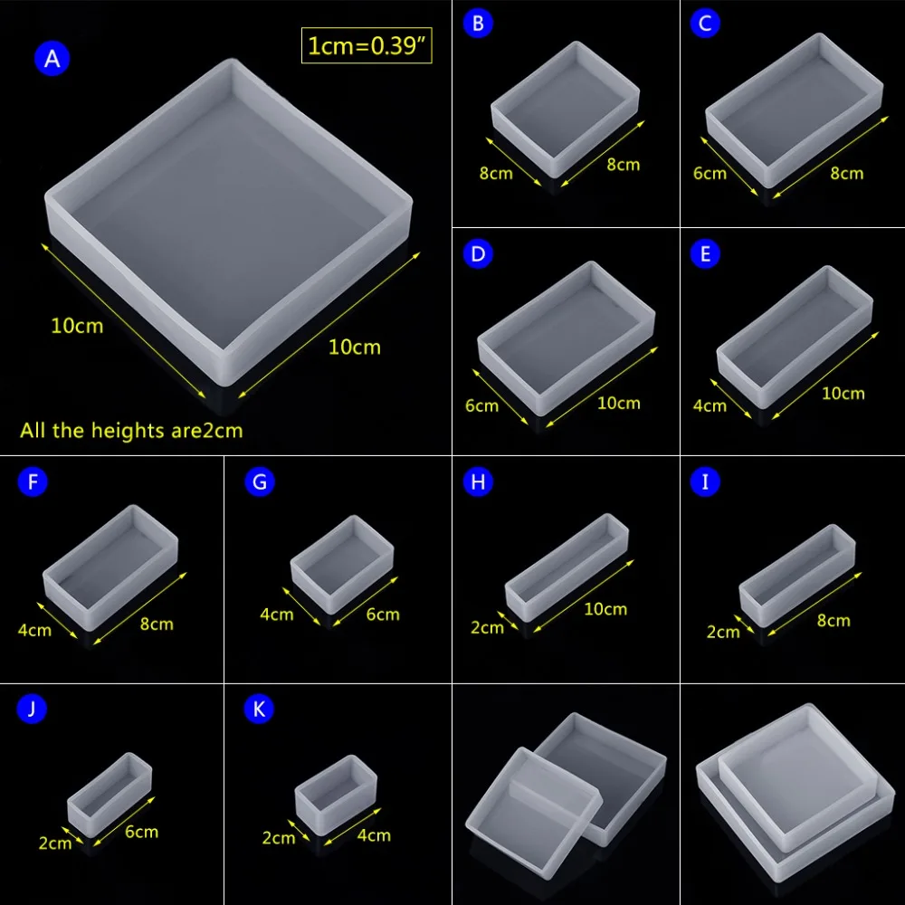 JAVRICK силиконовые формы DIY квадратный прямоугольник Exopy смолы зеркало ремесла украшения 11 видов размер