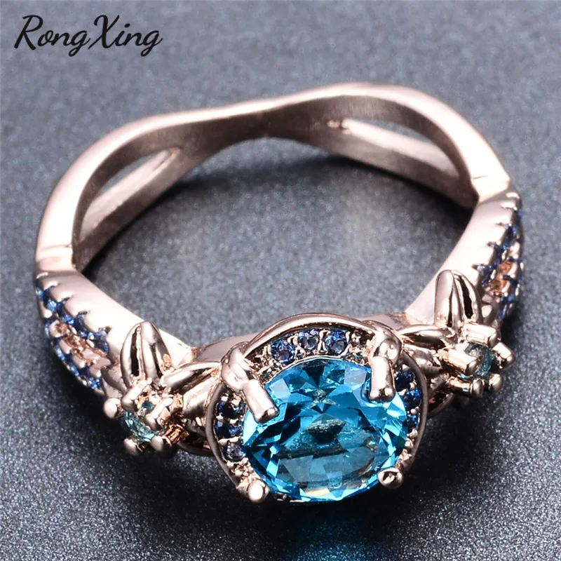 Женское кольцо с круглым цирконом покрытое розовым золотом|crystal ring|rings for womenzircon ring