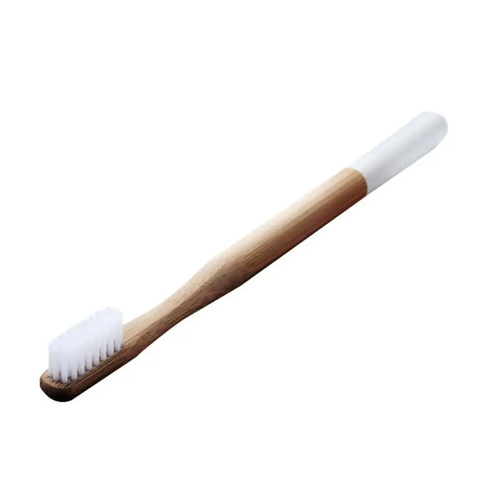 white handle 1 шт. Прямая поставка Экологичная натуральная бамбуковая древесная зубная щетка с мягкой щетиной деревянной ручкой для взрослых зубная щетка для путешествий - Цвет: white handle