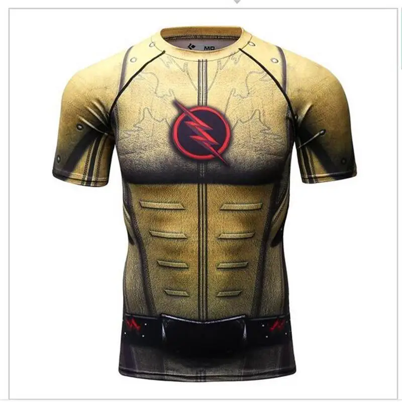 Компрессионная рубашка с 3D-принтом мужские футболки реглан коротким рукавом