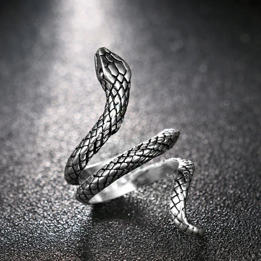 Trendy Retro Snake Rings for Women Silver Animal Personality Alloy Unisex Rock Punk Ring Party Jewelry Anelli | Украшения и