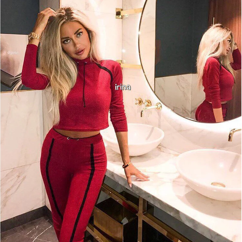 2019 Для женщин комплект спортивная одежда леггинсы в полоску + укороченные