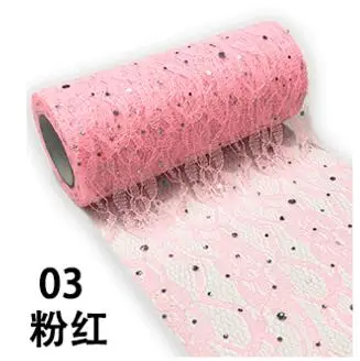 03 Pink Кружевной блеск блесток Тюль рулоны 15 см 10 ярдов блестки свадебные декорации ткань Блестящий тюль DIY ремесло день рождения поставки - Цвет: 03 Pink