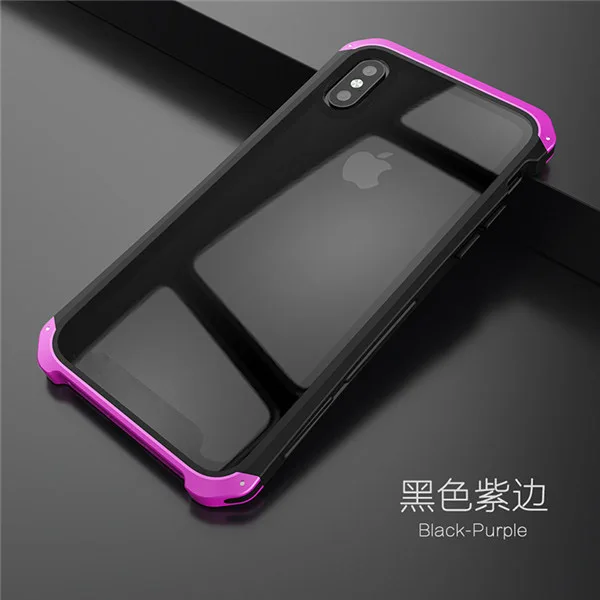 Black Purple Soinmy противоударный металлический чехол для iPhone XR, чехол-броня, закаленное стекло, задняя крышка для iPhone 6, 7, 8 Plus, X, XS, XR, XS Max, роскошный чехол - Цвет: Black Purple