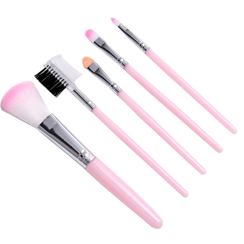 5PCS Cosmetic Eye Shadow Foundation Eyebrow Eyeliner Eyelash Lip Brush Makeup Brushes Tool Make Up Set Pink | Красота и здоровье