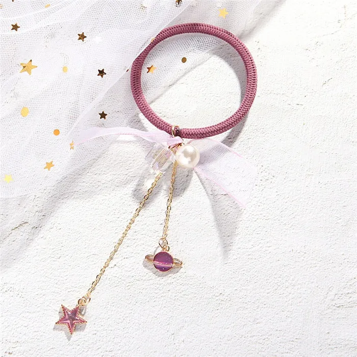 4 purple Южнокорейское маленькое кольцо для волос со свежими звездами, кожаная лента для волос, головной убор для взрослых - Цвет: 4 purple