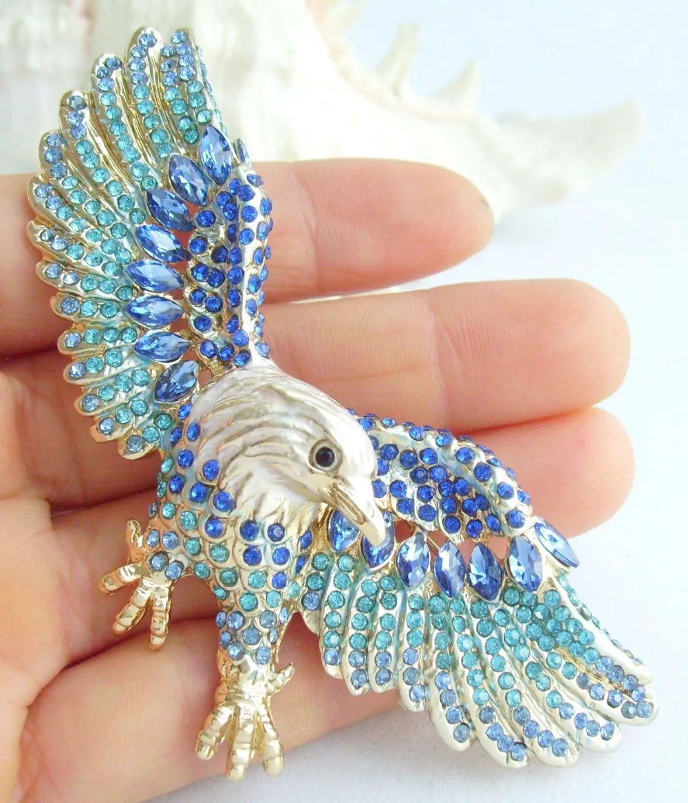 3 15 &quotоригинальная птичка брошь с орлом булавка кулон синий горный хрусталь