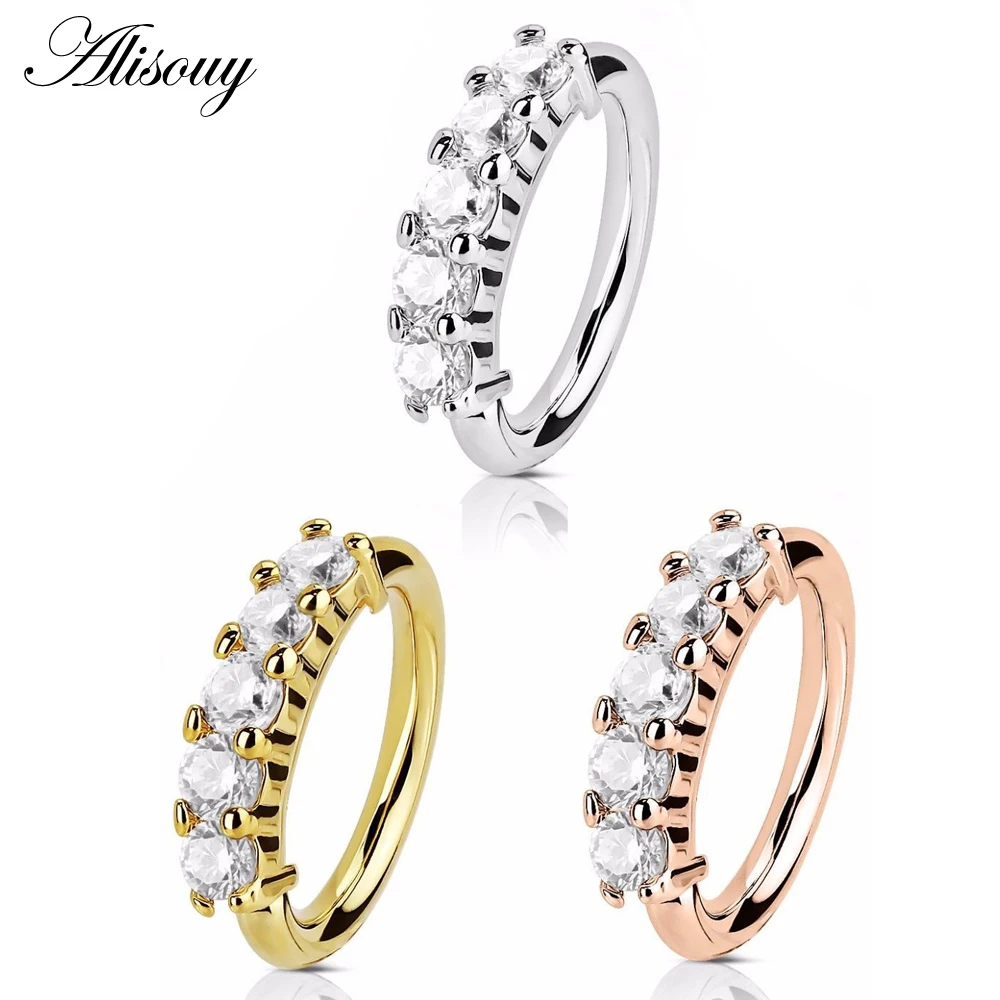 Alisouy 1 шт. Панк ювелирные изделия для тела кристалл Tragus Кольцо носа и уха обруч