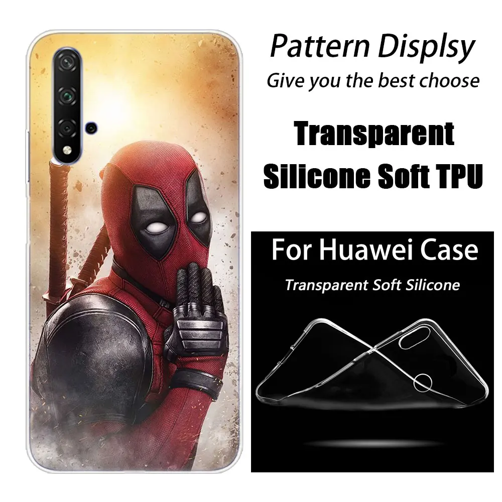 Горячая Marvel hero фильма «Дэдпул»; рубашки модный силиконовый чехол для huawei Honor 20 8A 7A Pro 10 9 8 Lite вид 20 фотоаппаратов моментальной печати 7S 8S 8X 7X 6X 8C 20i 10i играть