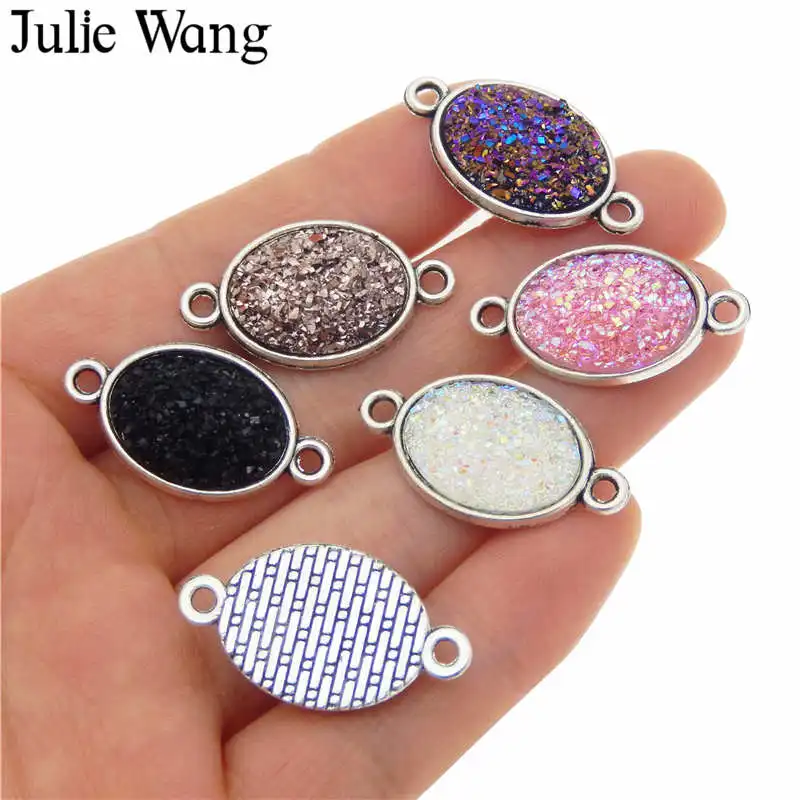 Julie Wang 5 шт. 13x18 мм Овальный каучуковый кабошон подвески соединитель из сплава для