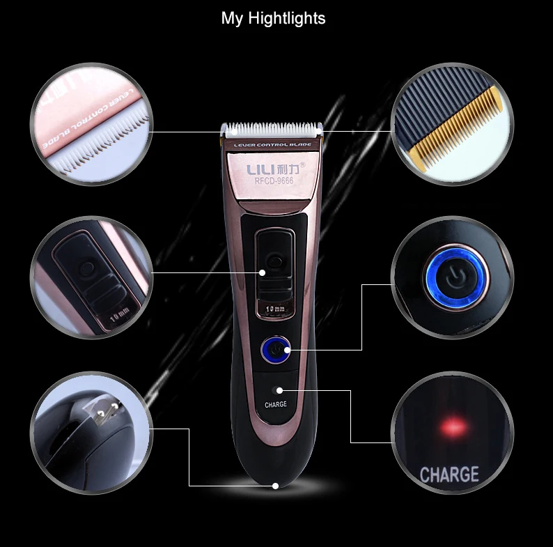 Профессиональная электрическая машинка для стрижки волос титановое лезвие 1400 мА
