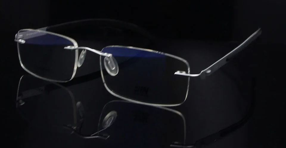 titanium glass silve Без оправы Титан очки красных глаз очки оправы для очков Для женщин квадратный Для Мужчин оправы для очков рецепт; очки без оправы - Цвет оправы: titanium glass silve