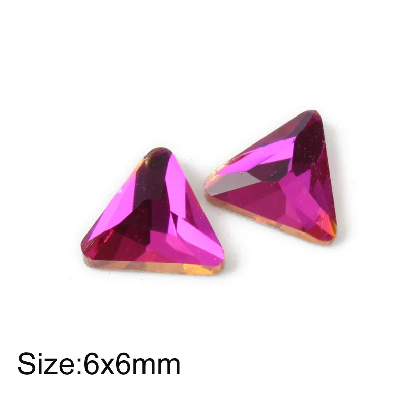 Triangle 6x6mm Горячая Распродажа, модные стразы для дизайна ногтей, фиолетовые стразы с плоским основанием для 3D украшения ногтей - Цвет: Triangle 6x6mm