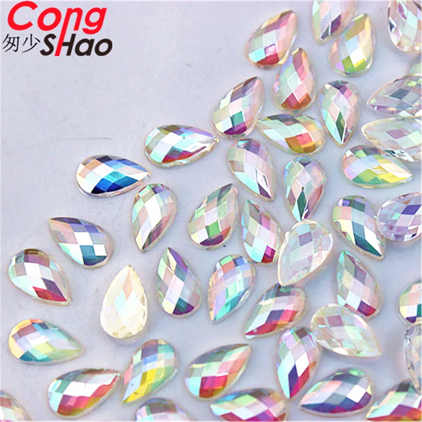 Прозрачные Акриловые стразы Cong Shao 500 шт. 6*10 мм прозрачные AB с плоской задней