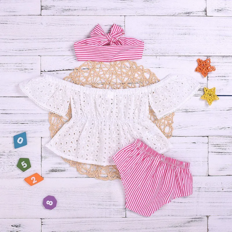 Детская одежда с повязкой на голову комплект летней одежды для маленьких девочек